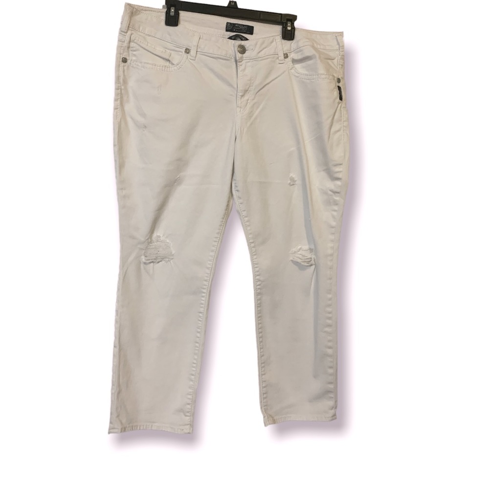 Silver Jean  Company women’s jeans, boyfriend cut distressed off-white, S 18/25